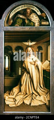Le retable de Gand. Adoration de l'Agneau mystique : Annunciate Vierge, 1432. Trouvé dans la collection de la cathédrale Saint-Bavo, Gand. Banque D'Images