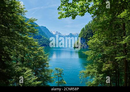 Koenigsee, Schoenau am Koenigssee, Berchtesgadener Land, Bavière, Allemagne, Europe Banque D'Images