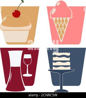 Icônes de desserts. Illustration vectorielle isolée pour article, menu Illustration de Vecteur