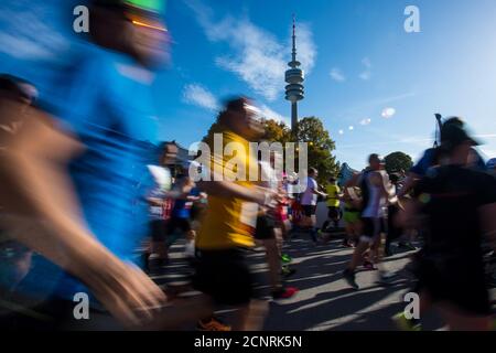 Marathon de Munich, Olympiapark Munich. Banque D'Images