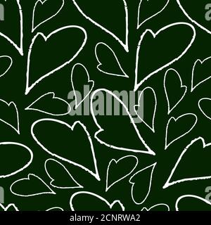 Craquez les coeurs sur un fond vert foncé. Motif sans couture. Illustration vectorielle. Illustration de Vecteur