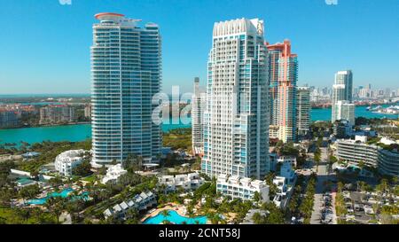 Vue sur Miami Beach par drone, vue aérienne Banque D'Images