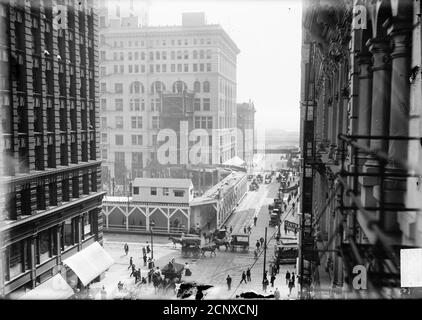 Site de construction de Marshall Field & Company Store à l'intersection de North State Street et East Washington Street, Chicago, Illinois. Banque D'Images