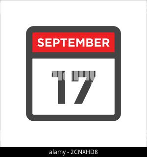 Icône du calendrier de septembre 17 avec jour et mois Illustration de Vecteur