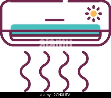 Icône de la ligne de couleur du climatiseur. Ou une machine qui traite l'air dans un défini. Air chaud ou froid. Pictogramme pour page Web, application mobile, Promo. Illustration de Vecteur