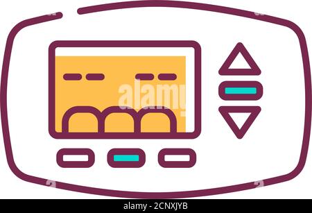 Thermostat pour chauffer une icône de ligne de couleur de maison sur fond blanc. Maintien de la chaleur dans la maison. Pictogramme pour page Web, application mobile, Promo. INTERFACE UTILISATEUR UX Illustration de Vecteur