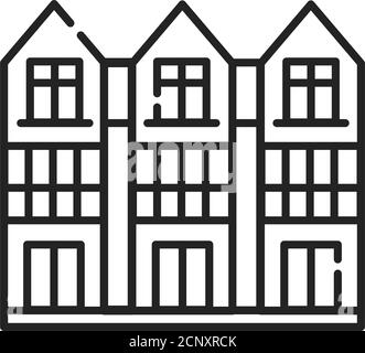 Icône de rangée noire. Vue du cottage. Paysage des environs. Pictogramme pour page Web, application mobile, Promo. Élément de conception UI UX GUI Illustration de Vecteur