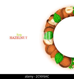 Cadre en demi-cercle composé de noisettes. Illustration de la carte vectorielle. Illustration de Vecteur