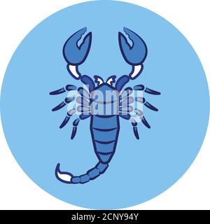 Icône de ligne de couleur Scorpion. Signe du zodiaque. Astrologie et horoscope. Prédictions et caractère humain. Eau de l'élément. Règle Pluton. Élément de conception UI UX GUI Illustration de Vecteur