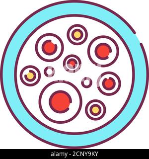 Icône de ligne de couleur des cellules souches. Cellules qui peuvent se différencier en d'autres types de cellules. Peut également se diviser en renouvellement de soi pour produire plus de cellules. Pictogramme Illustration de Vecteur