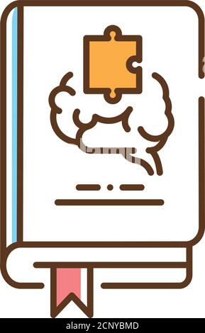 Icône de ligne de couleur de livre de psychologie. L'étude scientifique de l'esprit et du comportement. Pictogramme pour page Web, application mobile, Promo. Élément de conception UI UX GUI Illustration de Vecteur