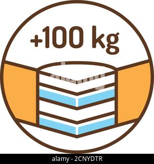 Icône de ligne de couleur de limite de poids maximale de 100 kg. Matelas à poids limité. Pictogramme pour page Web, application mobile, Promo. Élément de conception UI UX GUI Illustration de Vecteur