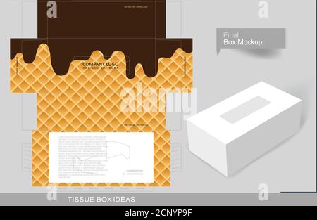 Concept de boîte de mouchoirs à motif de glace fondue fluide, modèle à des fins commerciales créatives, placez votre texte et vos logos et prêt à être imprimé Illustration de Vecteur