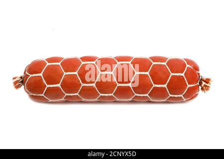Crosse de saucisse sur fond blanc, isoler Banque D'Images
