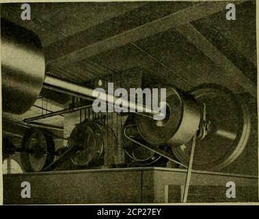 . Ingénieur américain et journal ferroviaire . DEUX 50 H.P. ENTRAÎNEMENT DE L'ARBRE PRINCIPAL SUR 48 IN. CENTRES ILLUSTRÉS EN MOUVEMENT.—DEUX CHAÎNES DE CHAQUE MOTEUR, FONCTIONNANT À 1,445 FT. PAR MINUTE. Banque D'Images