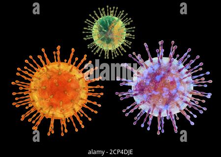 Groupe de virus, illustration de l'ordinateur. Banque D'Images