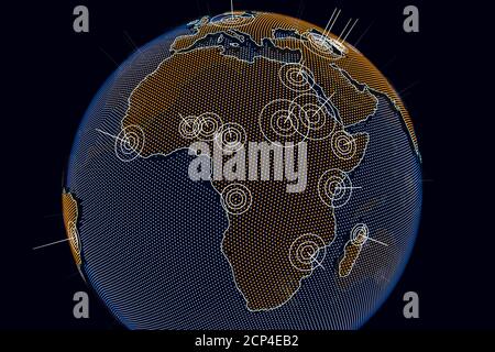 L'Afrique dans le monde, illustration informatique. Banque D'Images