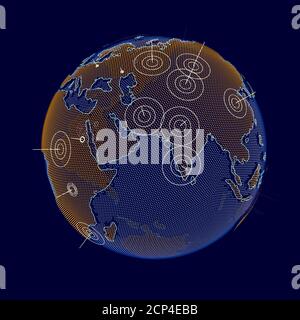 L'Afrique et l'Asie sur le globe, illustration informatique. Banque D'Images