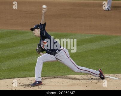 Queens, États-Unis. 18 septembre 2020. Atlanta Braves départ lanceur Max Fried lance un terrain dans le premier repas contre les mets de New York à Citi Field le vendredi 18 septembre 2020 à New York. Photo de John Angelillo/UPI crédit: UPI/Alay Live News Banque D'Images