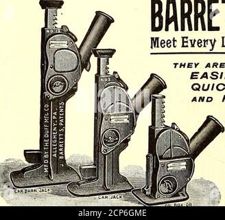. Journal de chemin de fer de la rue . USINE DE VERNIS FERROVIAIRE et nPTnAITMAIN OFFICE ULTROIT.. LES CRICS BARRETT répondent à toutes les exigences de levage QU'ILS SONT . . FACILE À MANIPULER.RAPIDE. DURABLEet PUISSANT. Envoyer forCatalog et Prices THE DUFF MFG. ALLEZ, PITTSBURG. PA. Œuvres : Allegheny, Pa Banque D'Images
