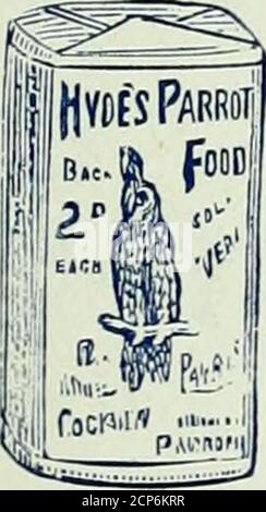 . Notes d'oiseau . GRAIN TONIQUE HYDES PATENTIRON. Incorporé avec leur ShellGravel pour cage Birds.vSlod dans des sacs Calico. HYDES ESTHÉTIQUE SEEDSFOR CHANT OISEAUX. EOOD HYDESPARROT. Banque D'Images