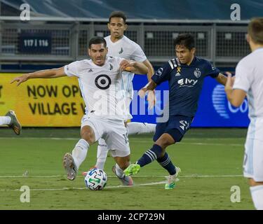 Kansas City, Kansas, États-Unis. 13 septembre 2020. Michael Boxall #15 (l) pendant la seconde moitié du match. Crédit: Serena S.Y. Actualités HSU/ZUMA Wire/Alay Live Banque D'Images