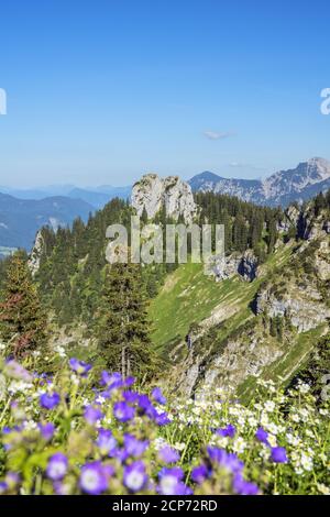 Vue de Laber à Ettaler Manndl (1636 m), Alpes d'Ammergau, Oberammergau, haute-Bavière, Bavière, sud de l'Allemagne, Allemagne, Europe Banque D'Images