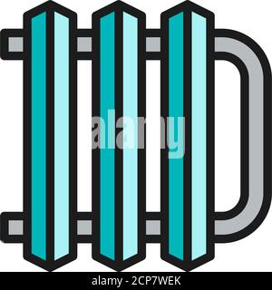 Icône de ligne de couleur plate de la batterie de chauffage central. Illustration de Vecteur