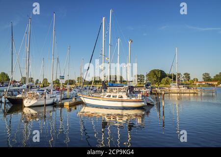 Bateaux dans le port de Kirchdorf, l'île de Poel, la côte de la mer Baltique, Mecklembourg-Poméranie occidentale, le nord de l'Allemagne, l'Allemagne, l'Europe Banque D'Images