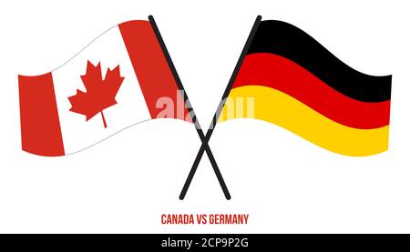 Canada et Allemagne les drapeaux ont croisé et agitant le style plat. Proportion officielle. Couleurs correctes. Illustration de Vecteur