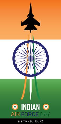 Illustration vectorielle de la Journée de la Force aérienne indienne observée le 8 octobre. Bannière avec avion de chasse. Illustration de Vecteur