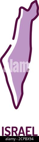 Icône de ligne de couleur de carte Israël. Frontière du pays. Pictogramme pour page Web, application mobile, Promo. Élément de conception UI UX GUI. Contour modifiable. Illustration de Vecteur