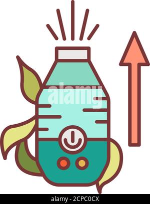 Augmentez l'humidité dans l'icône de la ligne de couleur de la pièce. Processus de création de conditions plus confortables pour les plantes. Pictogramme pour page Web, application mobile Illustration de Vecteur