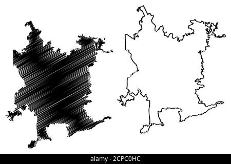 Ville de Santiago du Chili (République du Chili, région métropolitaine de Santiago) carte illustration vectorielle, croquis de scribble carte de la ville de Santiago Illustration de Vecteur