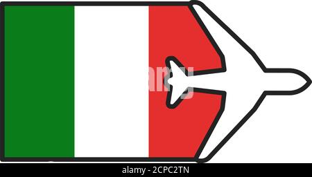 Icône de ligne de couleur drapeau de l'Italie. Réseau de compagnies aériennes. Vols internationaux. Destination touristique populaire. Pictogramme pour page Web, application mobile, Promo. INTERFACE UTILISATEUR UX Illustration de Vecteur