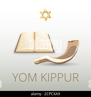 Séjour juif traditionnel Yom Kippour. Répétition avec shofar. Rosh hashanah (vacances juives) concept. Yom Kippour signifie jour d'expiation. Po. Traditionnelle Illustration de Vecteur