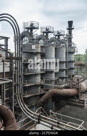 Duisburg, Landschaftspark Nord, aciéries fermées, haut fourneaux 1 et 2 Banque D'Images