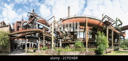 Panorama, Duisburg, North Landscape Park, anciens ouvrages en fer et en acier Banque D'Images