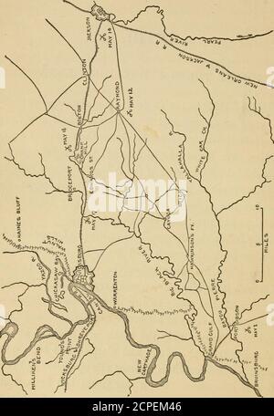 . Une vue d'ensemble de notre guerre civile . ce domaine de la plus importanceI aux fortunes de la Confédération; et Van Dorn, avec sa cavalerie, avait également rejoint Bragg. Ayant tenté sans succès toutes les méthodes d'approche de Vicksburg du nord et de l'ouest. Grant maintenant, dissuasif-i extrait pour placer son armée sous la forteresse et à Pemturbertons à gauche. Sa position était éprouvette. Le public de ficklej était tout sauf prêt à se lapneus de lui aussi, car il avait ONI moins de prétexte de tant de ses frères soldats. Depuis Don-elson, il n'avait combattu que la bataille de Shiloh, — un triomphe discutable de Mosti. luka et Co Banque D'Images