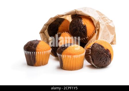 Citrouille fraîche au chocolat et à la citrouille minimuffins isolated on white Banque D'Images