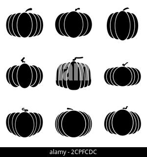 Silhouette citrouilles Halloween groupe de dessins animés ensemble sur fond blanc vecteur illustration Illustration de Vecteur