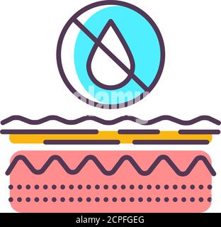 Icône de couleur de la ligne de déshydratation de la peau. Peau sèche, irritante, irrégulière. Inscrivez-vous pour accéder à la page Web, à l'application mobile, au bouton et au logo. Illustration de Vecteur