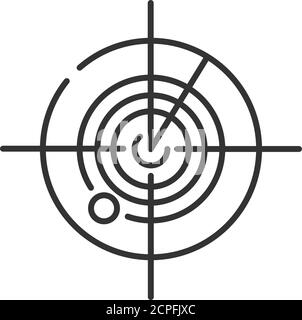 Icône de la ligne noire du radar. Système de recherche radioactif maritime ou militaire. Sondeur Marine. Écran de détection. Suivi de localisation. Inscrivez-vous pour accéder à une page Web ou à une application mobile Illustration de Vecteur