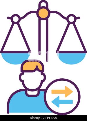 Icône de couleur de ligne de garde d'enfants. Concept judiciaire. Accord de séparation, adoption. Droit de la famille. Illustration de Vecteur