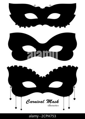 Masque de carnaval noir silhouettes illustration vectorielle sur fond blanc Illustration de Vecteur