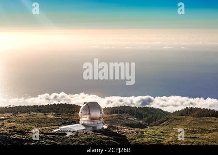 Vue du dessus Centre de recherche astrophysique de la Palma situé Dans les îles Canaries Banque D'Images