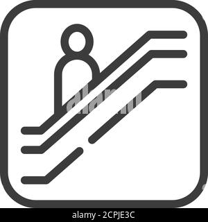 Icône de la ligne noire de l'escalier roulant. Escalier en mouvement qui transporte des personnes entre les étages d'un bâtiment. Pictogramme pour page Web, application mobile, Promo. INTERFACE UTILISATEUR UTILISATEUR UX Illustration de Vecteur