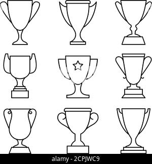 Icônes de la coupe à prix d'attribution. Ensemble d'icônes vectorielles gagnantes, motif de récompenses gagnantes de la coupe de champ Illustration de Vecteur