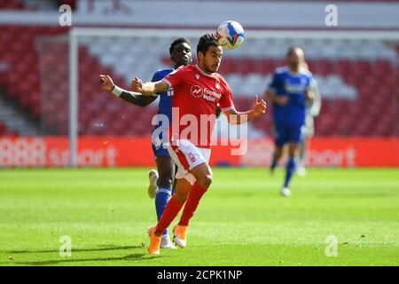 NOTTINGHAM, ANGLETERRE. 19 SEPTEMBRE 2020 Yuri Ribeiro de la forêt de Nottingham lors du match de championnat Sky Bet entre la forêt de Nottingham et la ville de Cardiff au City Ground, Nottingham. (Credit: Jon Hobley | MI News) Credit: MI News & Sport /Alay Live News Banque D'Images