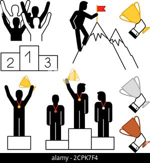 Jeux d'icônes de prix, icônes de compétition et de concept de gagnant sur fond blanc, illustration vectorielle Illustration de Vecteur